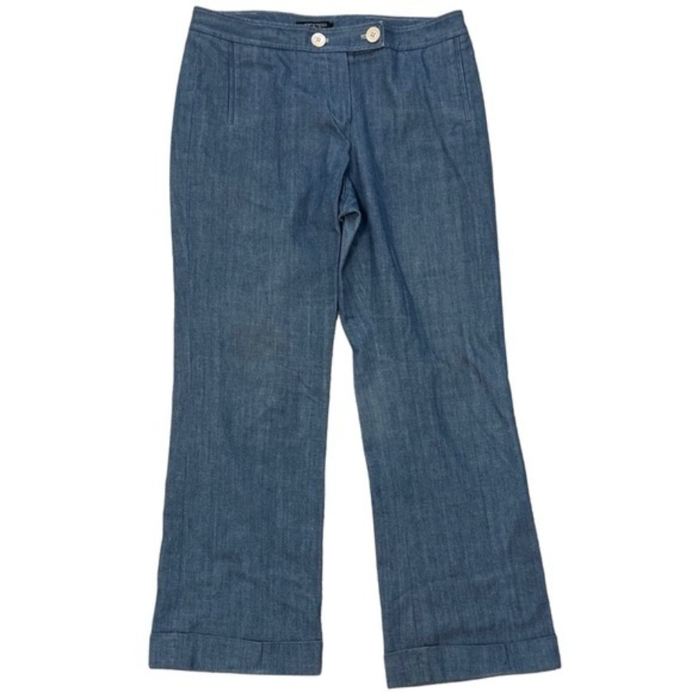 Etcetera Chambray Wide Leg Trousers Blue Womens 14